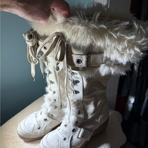 Women’s Aldo Faux Fur Lace-Up Winter Boots - Cream